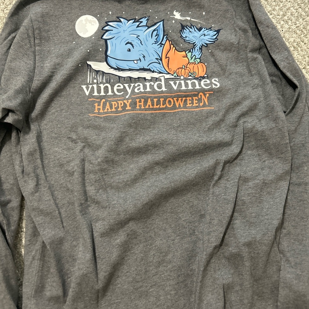 Vineyard Vines Halloween Long Sleeve Shirt - Gray and Blue